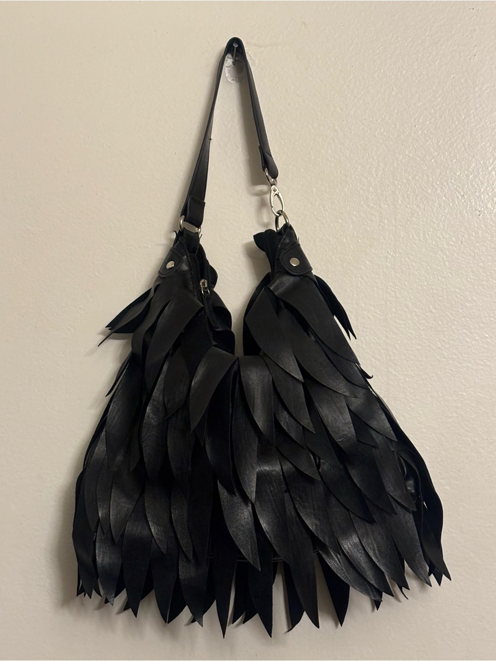 Bueno Black Feather-Effect Shoulder Bag